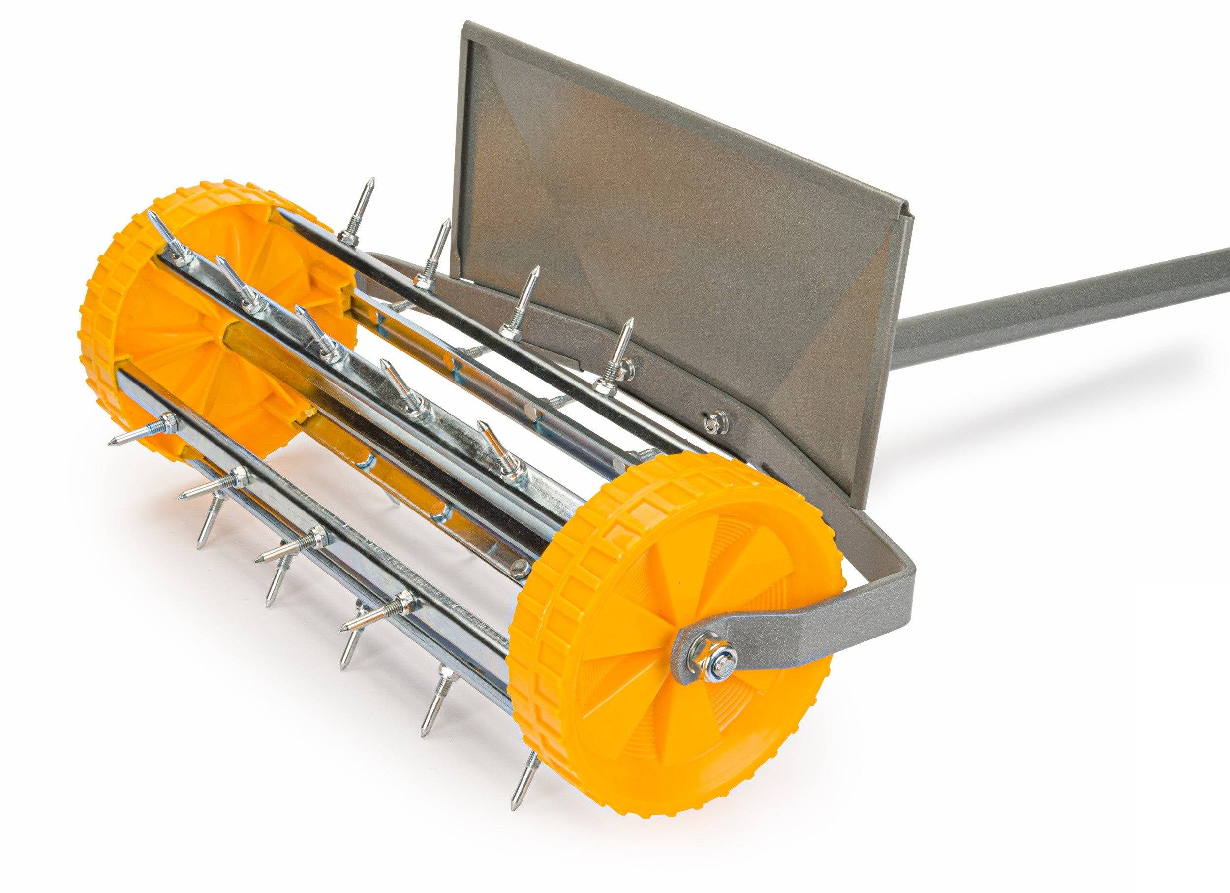 EEIEER Aérateur De Gazon Manuel – 3 Dents Acier Inox, Bac Collecteur, Pédale Stable, 96 Cm