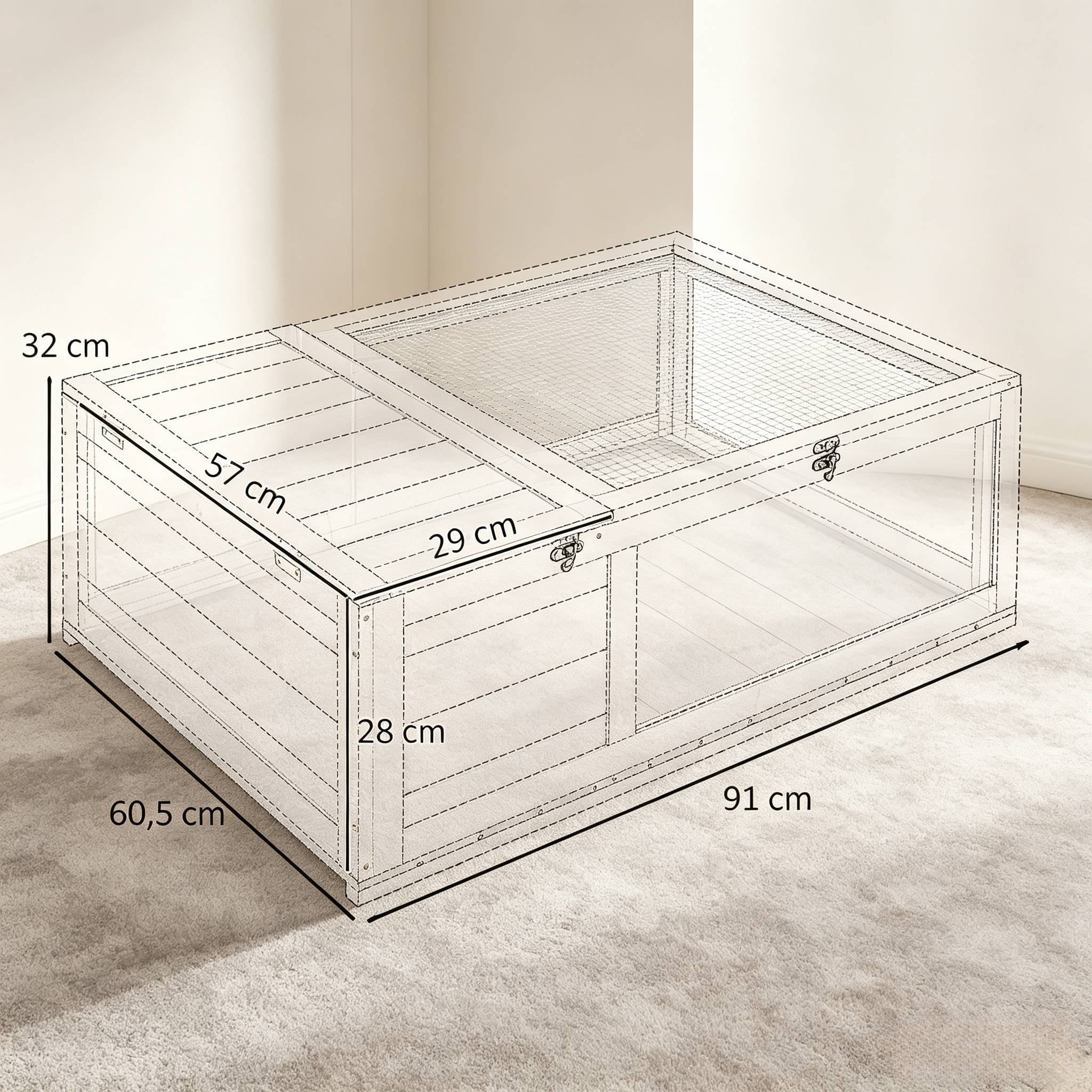ComfortXL - Enclos pour tortue terrestre bois gris 91 x 60,5 x 32 cm intérieur extérieur sécurisé - ComfortXL Outdoor Living - Image 7