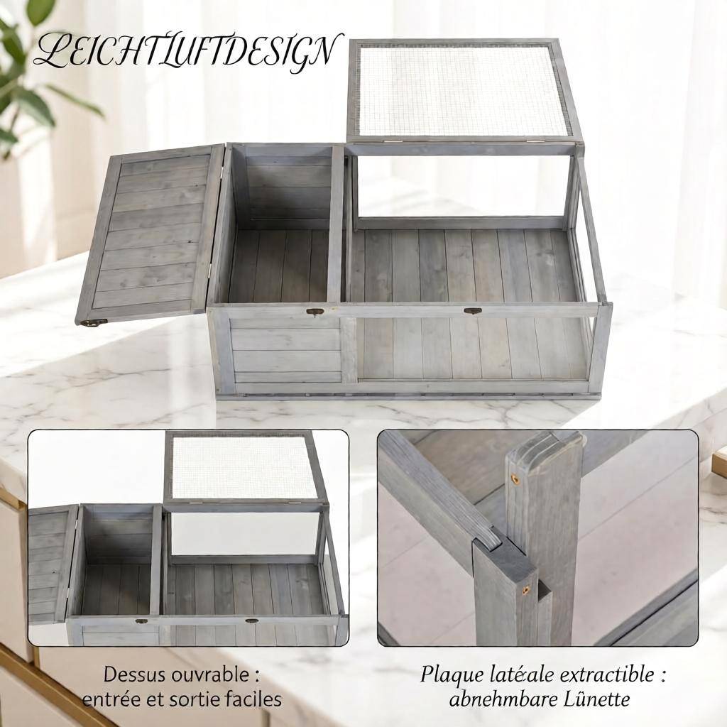 ComfortXL - Enclos pour tortue terrestre bois gris 91 x 60,5 x 32 cm intérieur extérieur sécurisé - ComfortXL Outdoor Living - Image 5