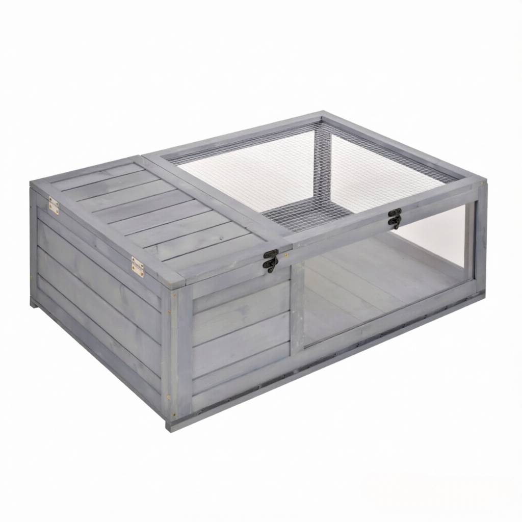 ComfortXL - Enclos pour tortue terrestre bois gris 91 x 60,5 x 32 cm intérieur extérieur sécurisé - ComfortXL Outdoor Living - Image 4