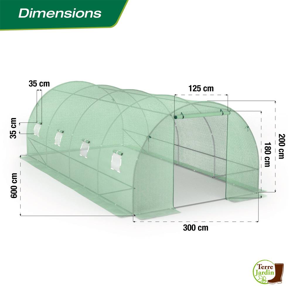 Serre tunnel de jardin - 18 M² en polyéthylène Renforcée - TERRE JARDIN - Image 3