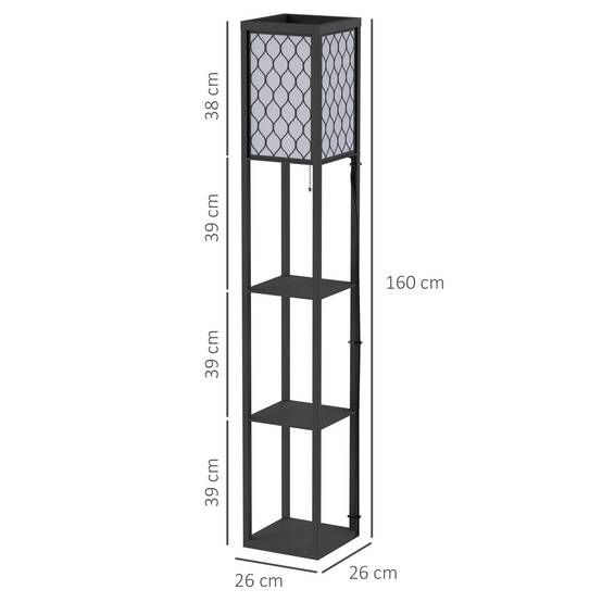 Lampadaire pour salon avec étagère, lampe sur pied avec douille E27 pour salon/chambre, ampoule non incluse. - Image 5