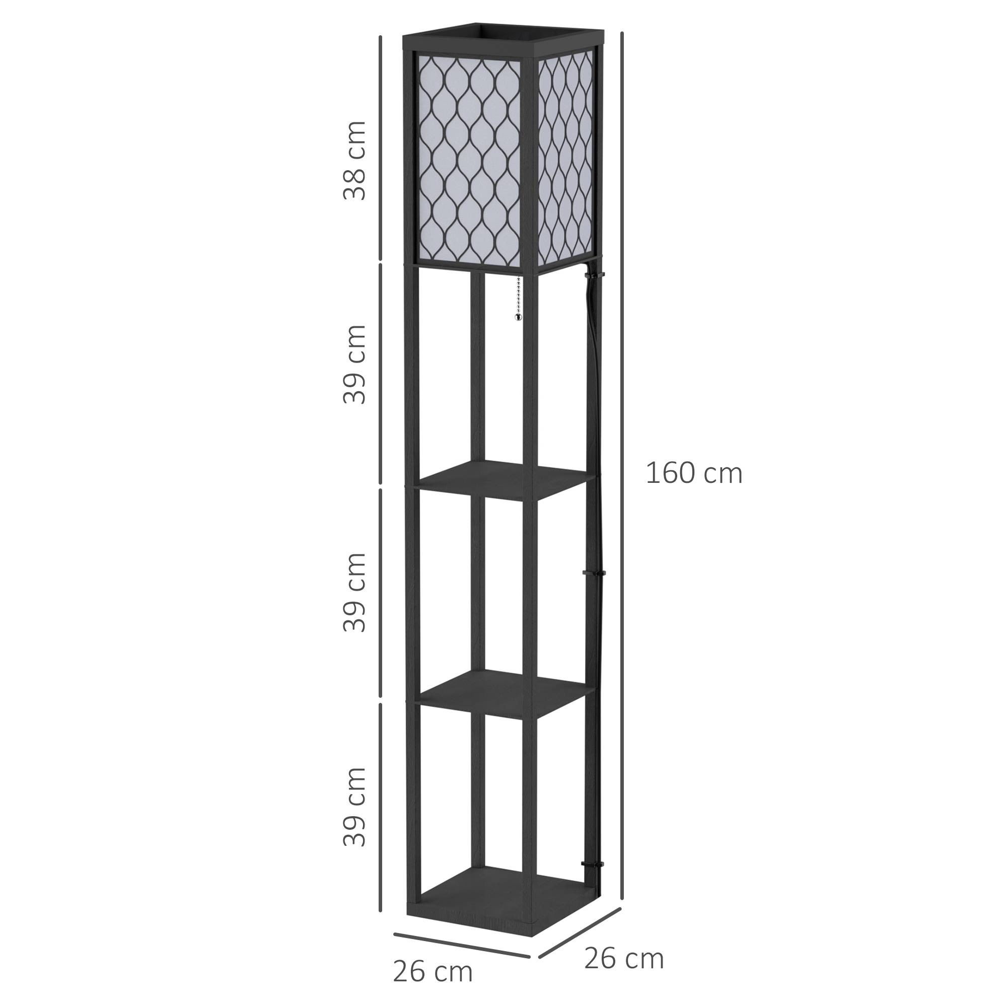 Lampadaire pour salon avec étagère, lampe sur pied avec douille E27 pour salon/chambre, ampoule non incluse. - Image 5