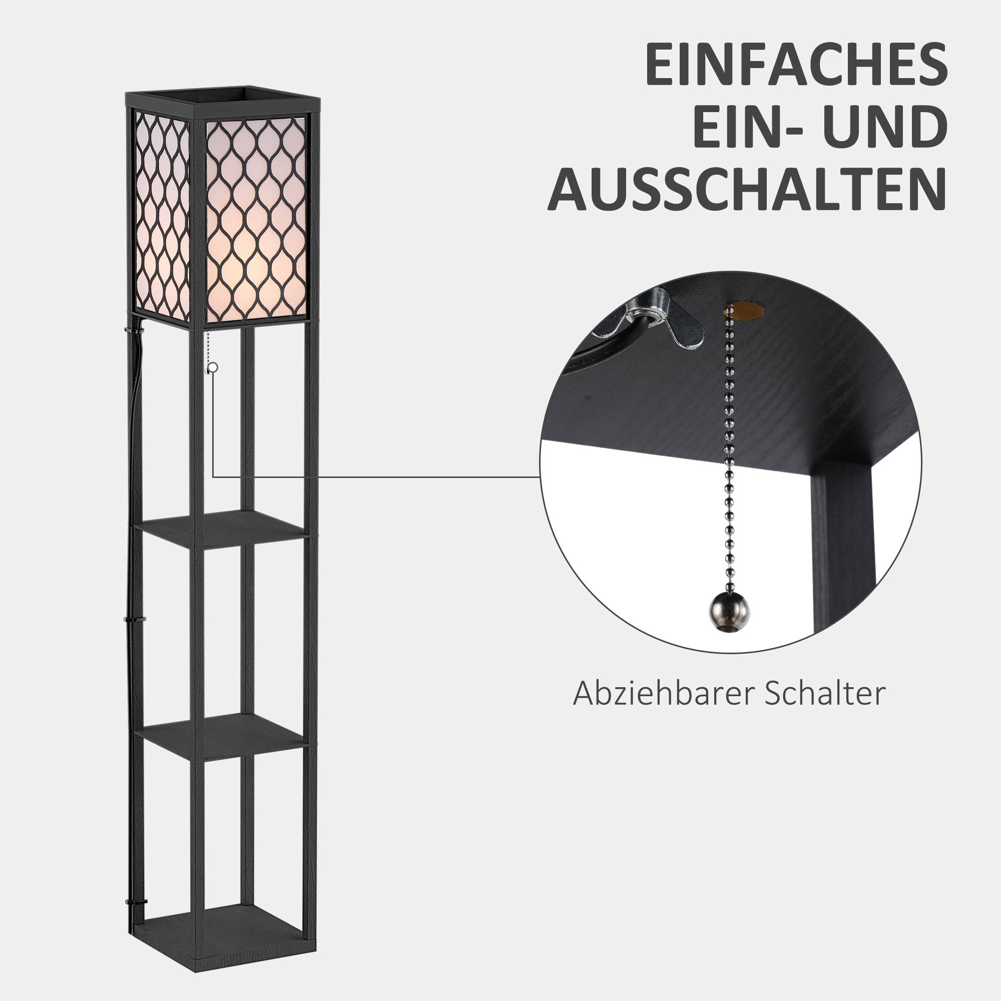 Lampadaire pour salon avec étagère, lampe sur pied avec douille E27 pour salon/chambre, ampoule non incluse. - Image 7