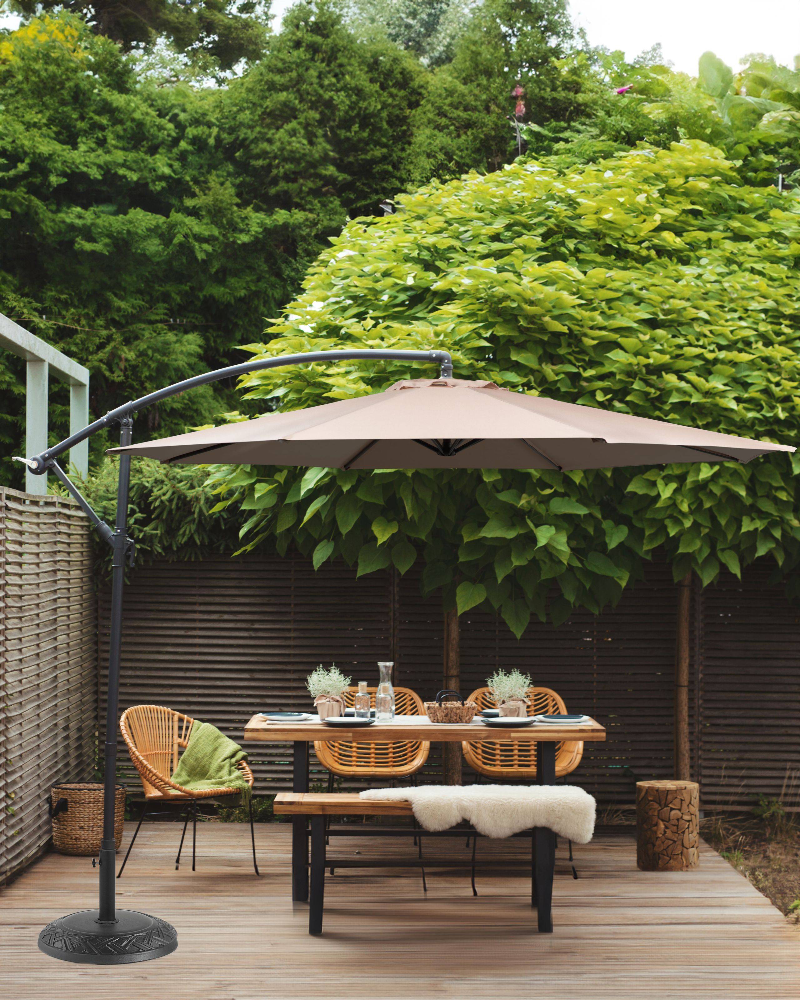 Beliani - Parasol déporté Tissu Beige RAVENNA - 300x300x240- Beliani - Image 1