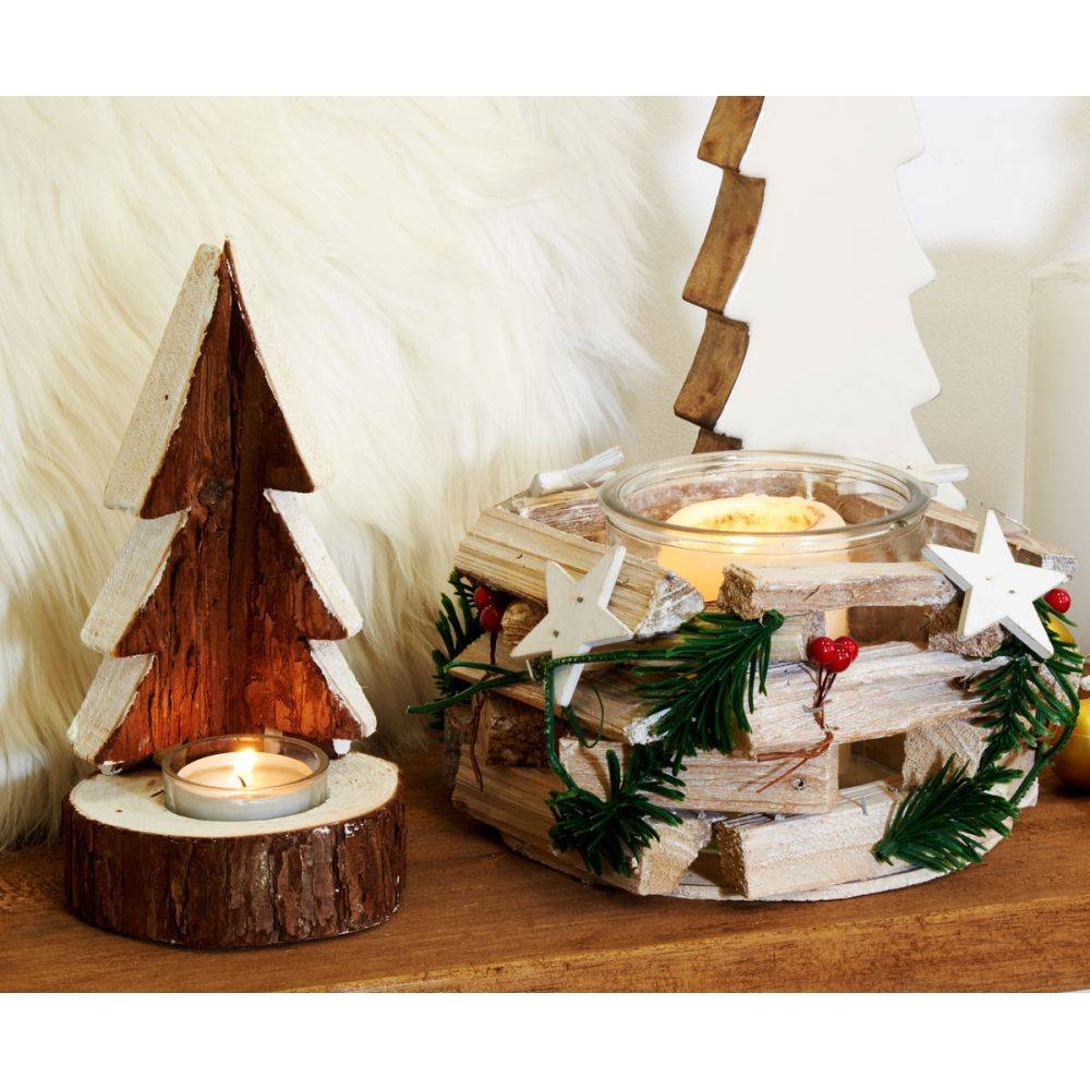 Aubry Gaspard - Sapin porte bougie en bois (Lot de 2) - Image 2