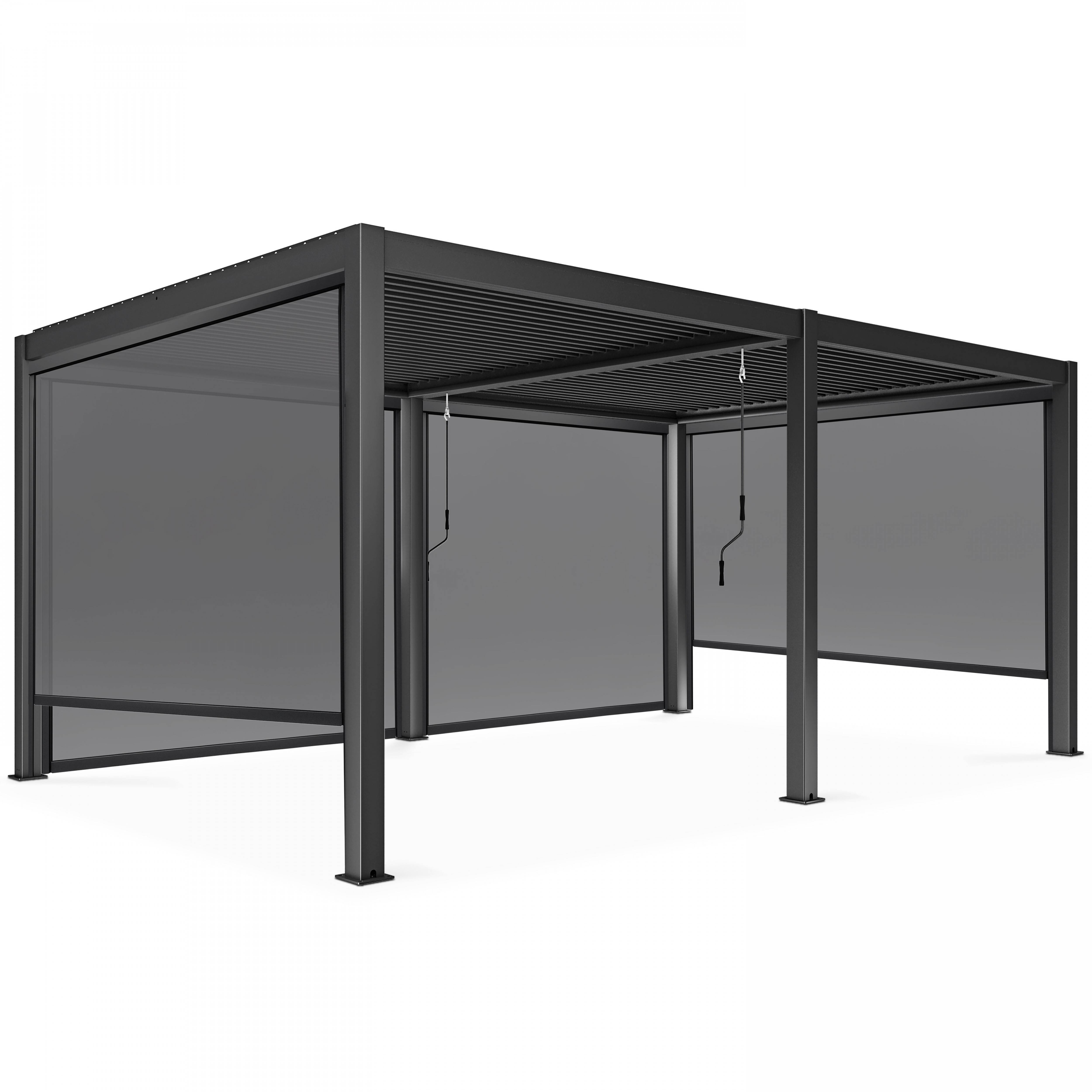 Oviala - Pergola bioclimatique autoportée 3 x 6 m et 4 stores gris Athenes - Oviala - Image 2