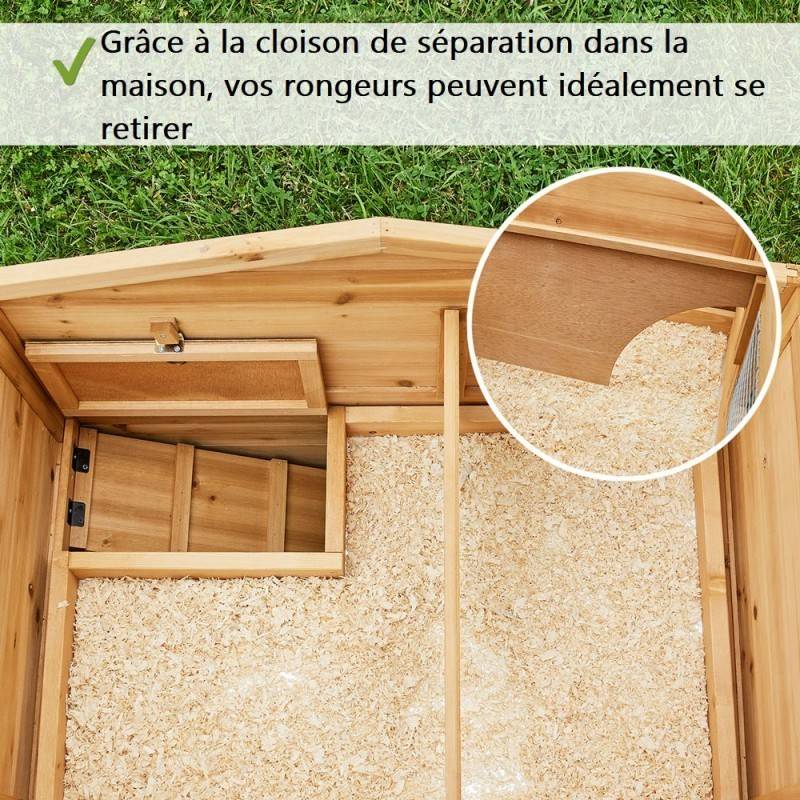 Cage Clapier Enclos lapin Extérieur en bois Haute Qualité pour lapins petits animaux- Modèle : 087 Alpine 180x62x72cm - Image 3