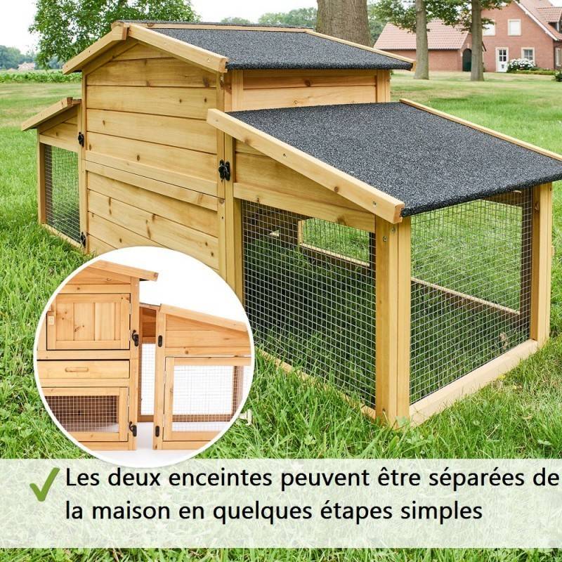 Cage Clapier Enclos lapin Extérieur en bois Haute Qualité pour lapins petits animaux- Modèle : 087 Alpine 180x62x72cm - Image 5