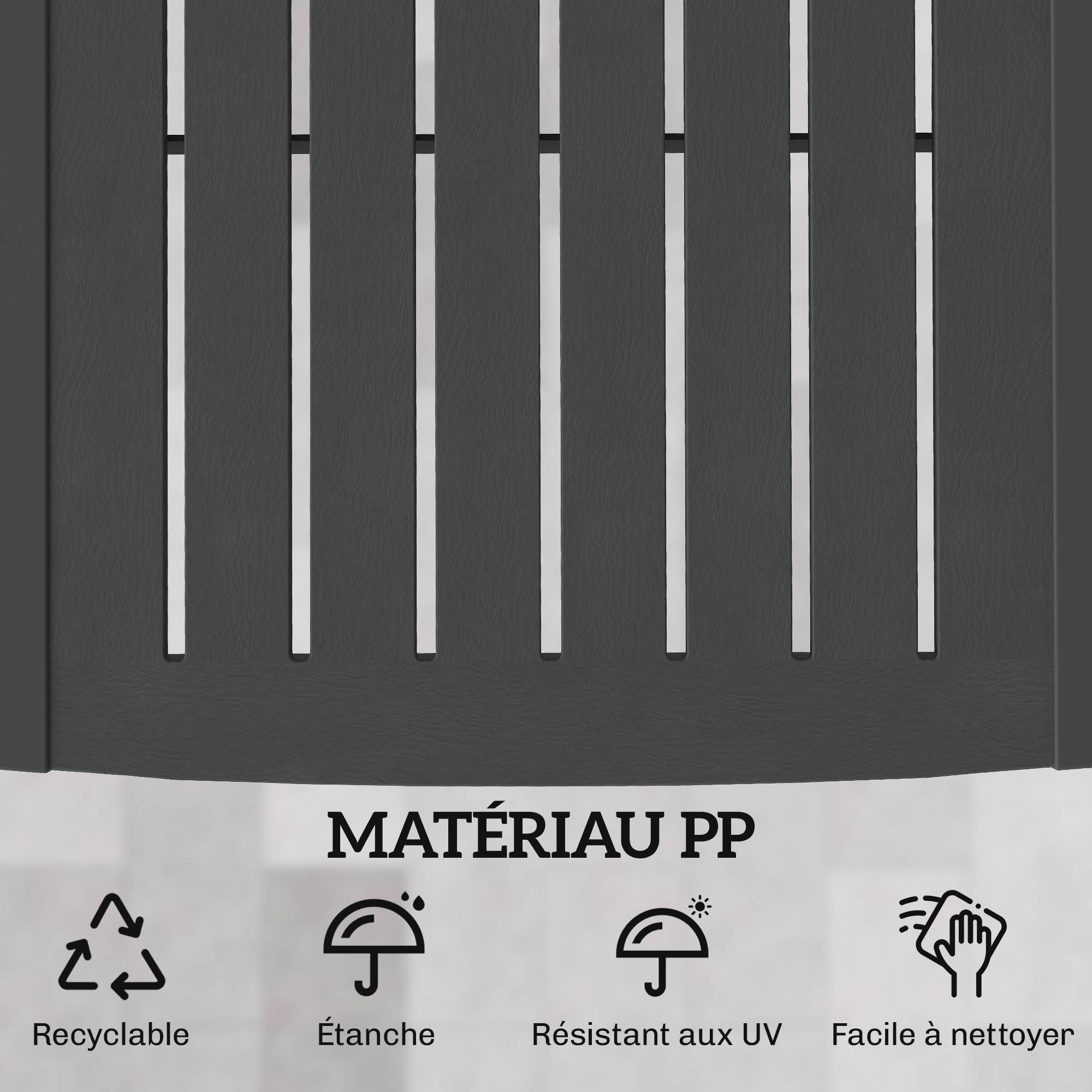 Lot de 2 bains de soleil plastique PP gris 192 x 57 x 28.5 cm - PANGIVO - Image 8