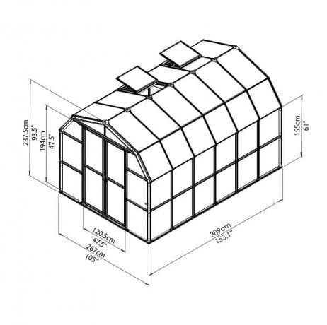 Canopia - Serre de jardin en polycarbonate Rion Grand Gardener 10,38 m², Ancrage au sol Non - Image 3