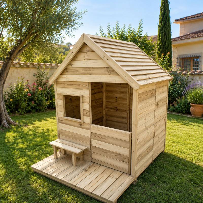 Soulet - Cabane en bois traité avec terrasse et banc HEIDI - Image 2