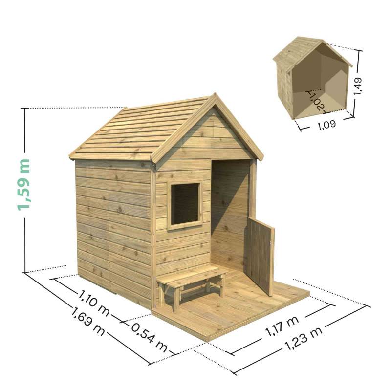 Soulet - Cabane en bois traité avec terrasse et banc HEIDI - Image 3