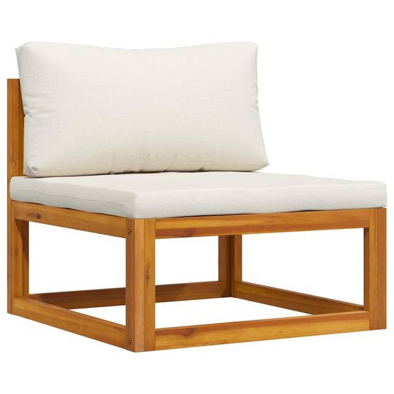 Siège Central Modulable Bois Acacia Massif Huilé Coussin Blanc Crème Confortable sans Accoudoir – ComfortXL Outdoor Living - Image 2