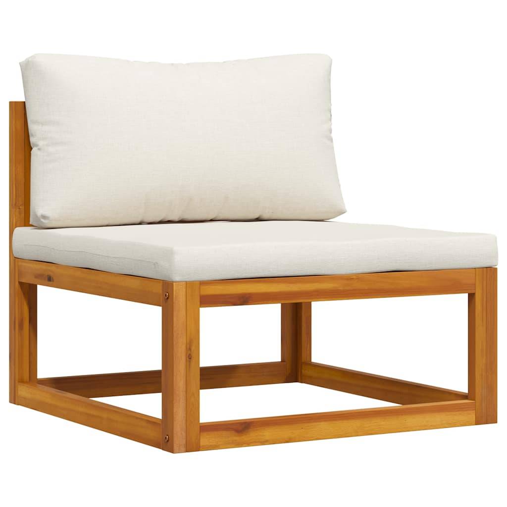 Siège Central Modulable Bois Acacia Massif Huilé Coussin Blanc Crème Confortable sans Accoudoir – ComfortXL Outdoor Living - Image 2