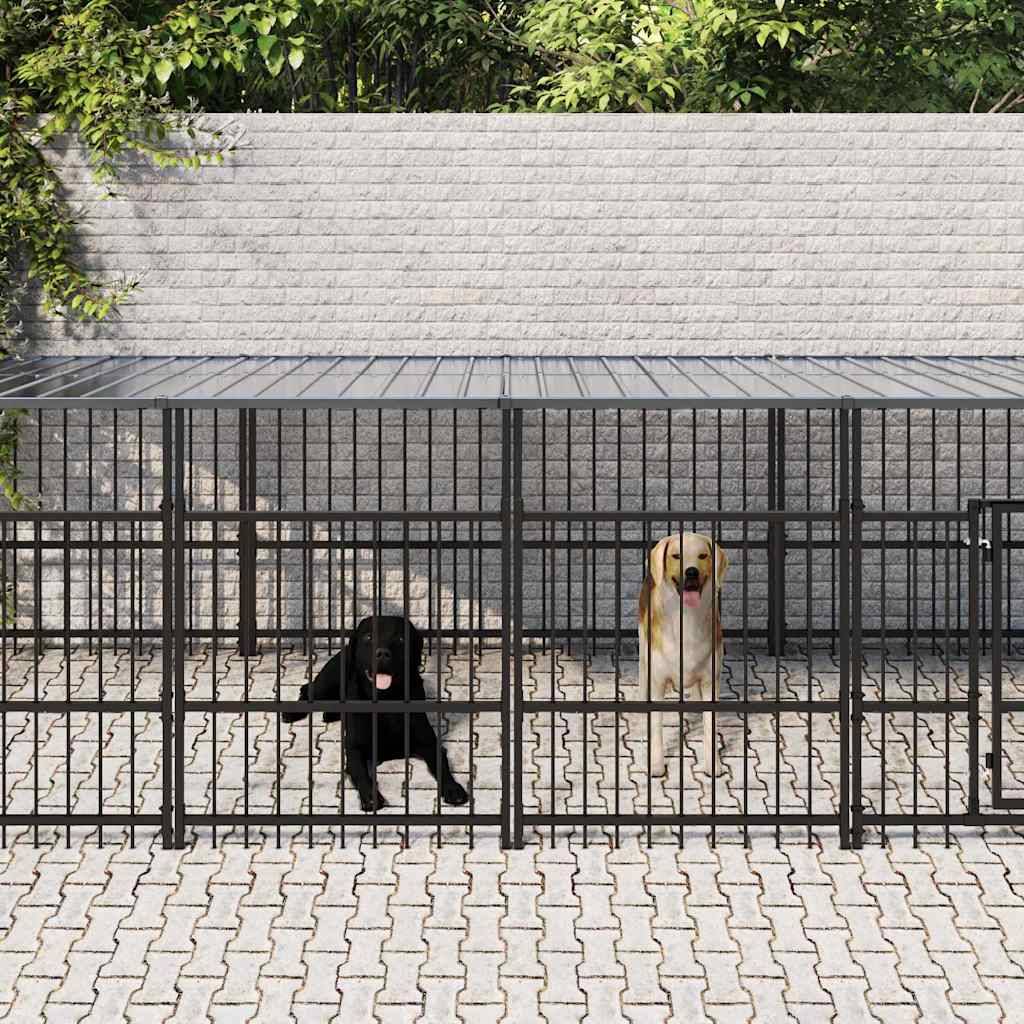 Vidaxl - Chenil d'extérieur avec toit pour chiens Acier 16,89 m² vidaXL 3124614 - Image 1