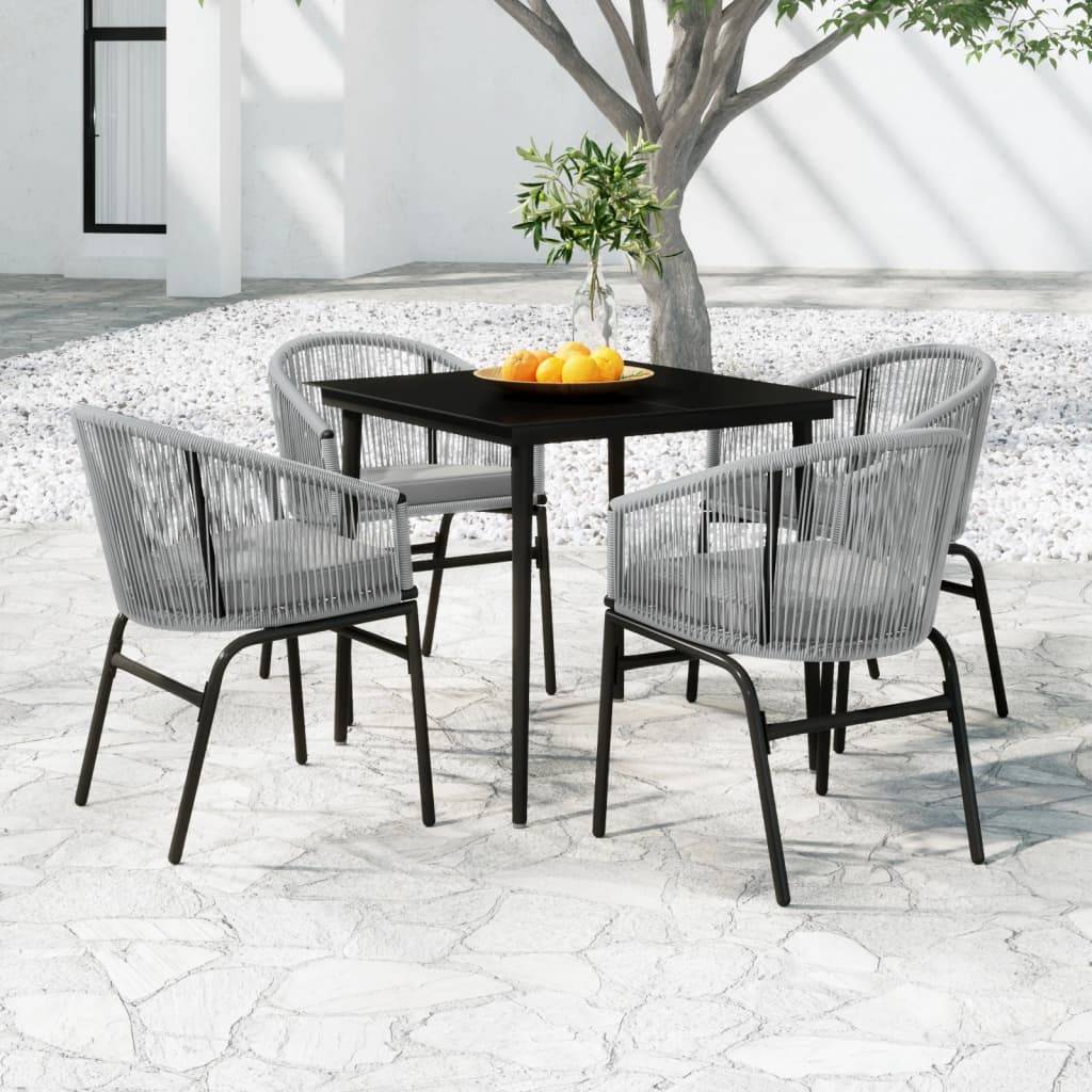 Ensemble Repas 4P Rotin PVC avec Coussins pour Jardin Gris – ComfortXL Outdoor Living - Image 1