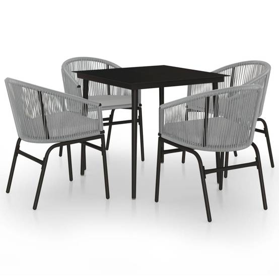 Ensemble Repas 4P Rotin PVC avec Coussins pour Jardin Gris – ComfortXL Outdoor Living - Image 2