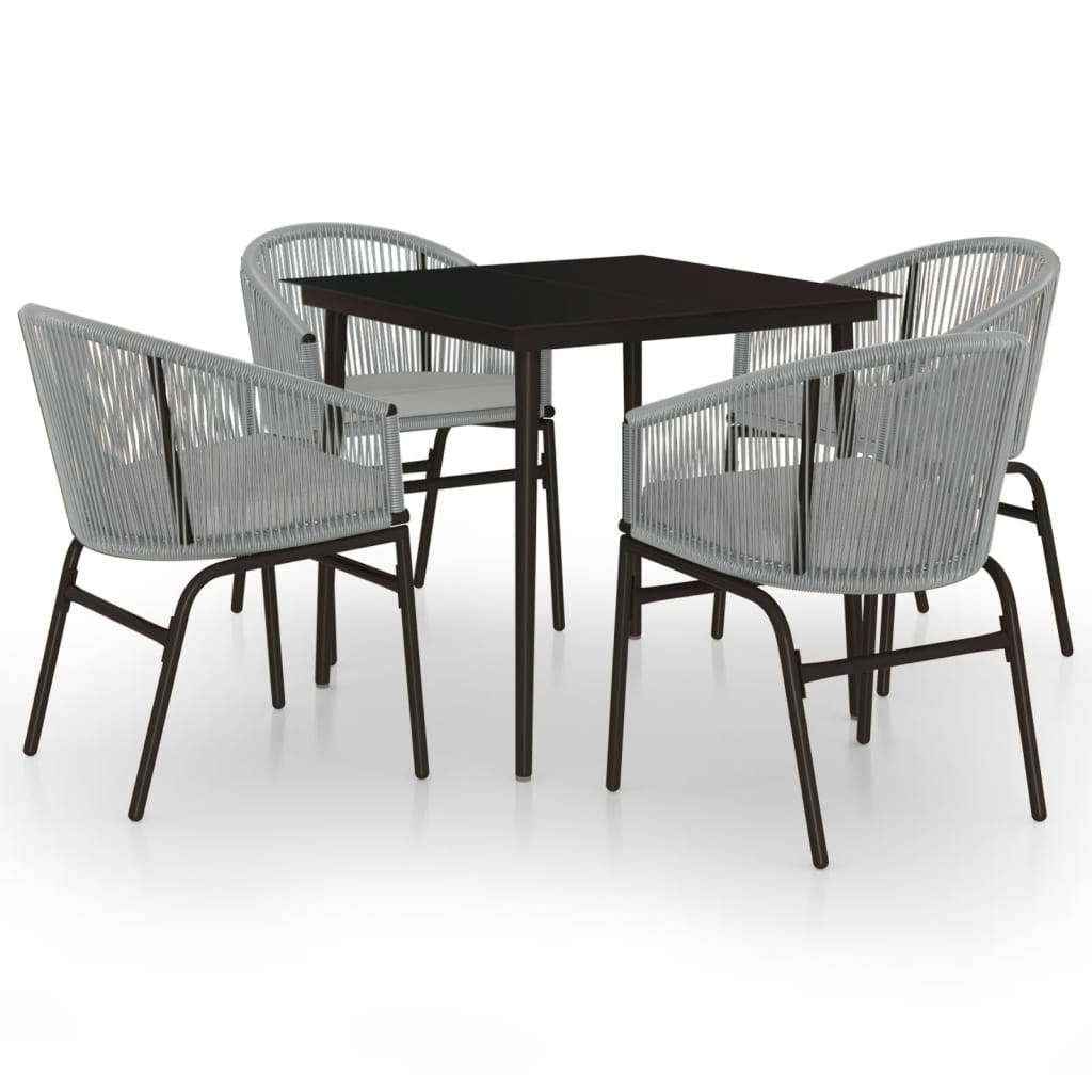Ensemble Repas 4P Rotin PVC avec Coussins pour Jardin Gris – ComfortXL Outdoor Living - Image 2