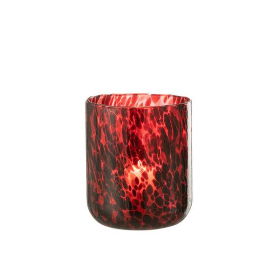 Photophore en Verre Tacheté "Preston" 20cm Rouge - Image 2