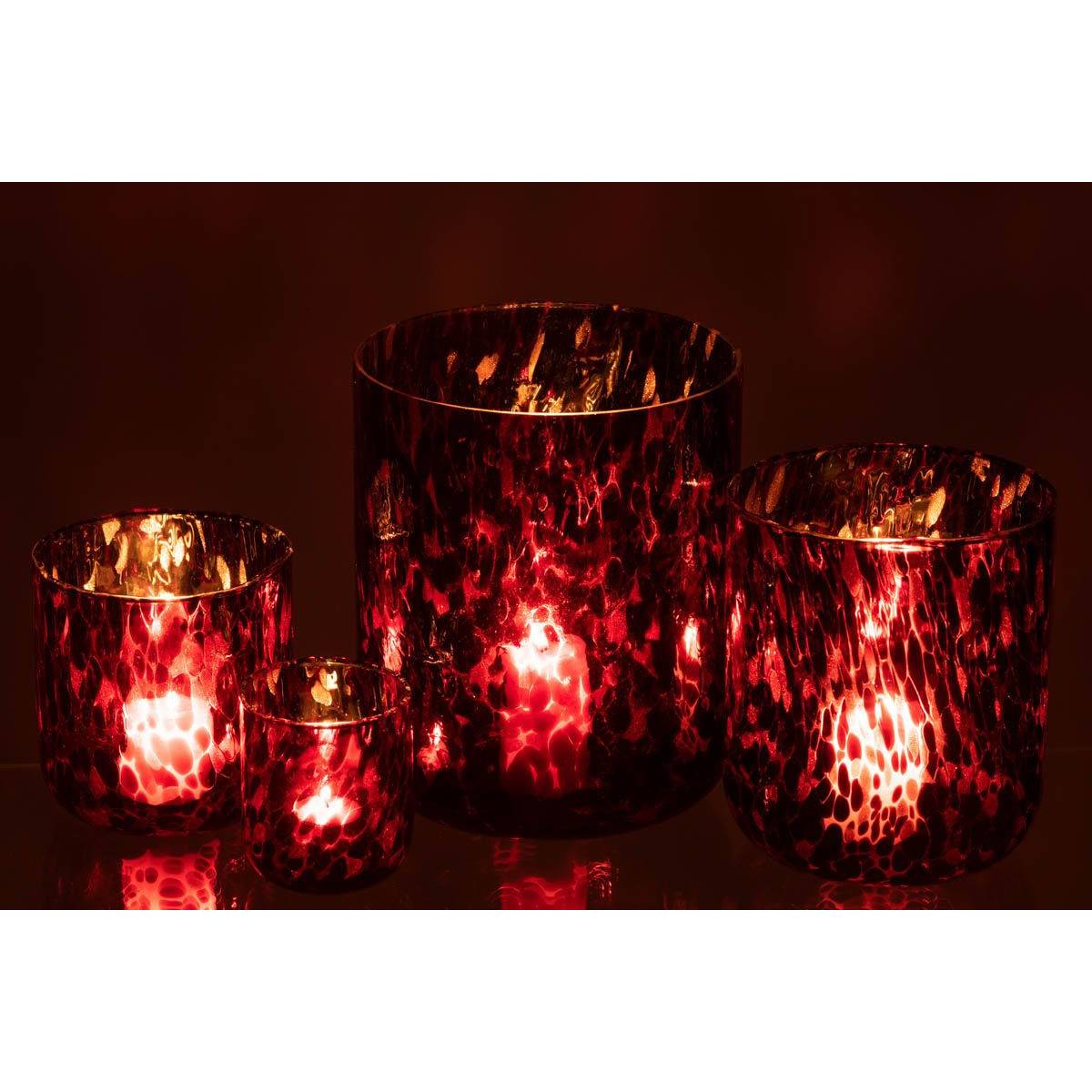 Photophore en Verre Tacheté "Preston" 20cm Rouge - Image 6