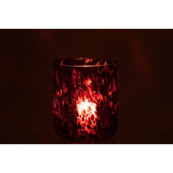 Photophore en Verre Tacheté "Preston" 20cm Rouge - Image 3