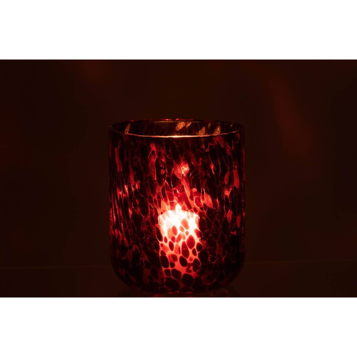 Photophore en Verre Tacheté "Preston" 20cm Rouge - Image 3