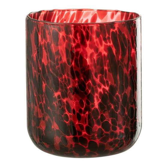 Photophore en Verre Tacheté "Preston" 20cm Rouge - Image 1