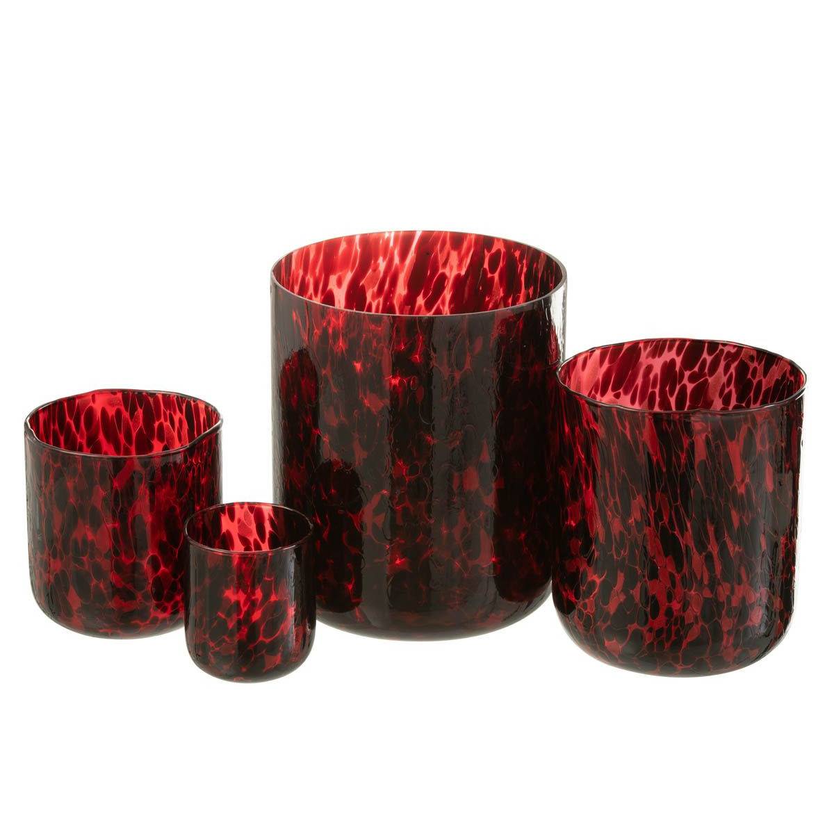 Photophore en Verre Tacheté "Preston" 20cm Rouge - Image 4