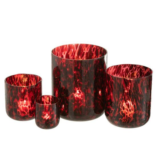 Photophore en Verre Tacheté "Preston" 20cm Rouge - Image 5