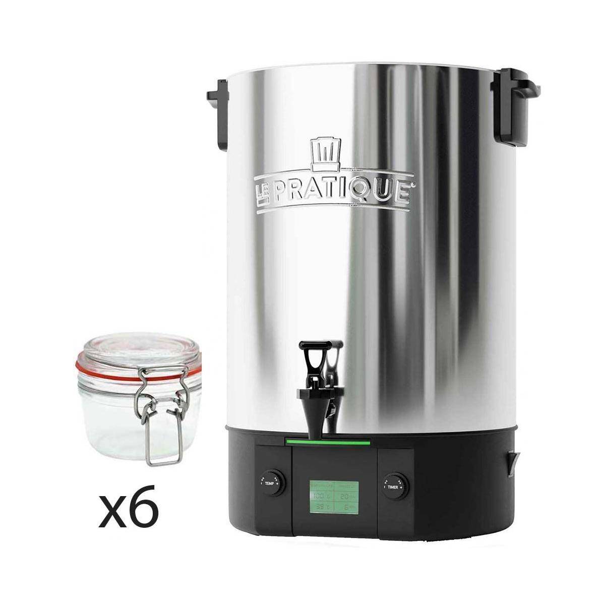 LE PRATIQUE - Stérilisateur électronique en inox 14 bocaux 2200 W avec 6 bocaux Stérilisateur + 6 bocaux de 125 ml - Image 1