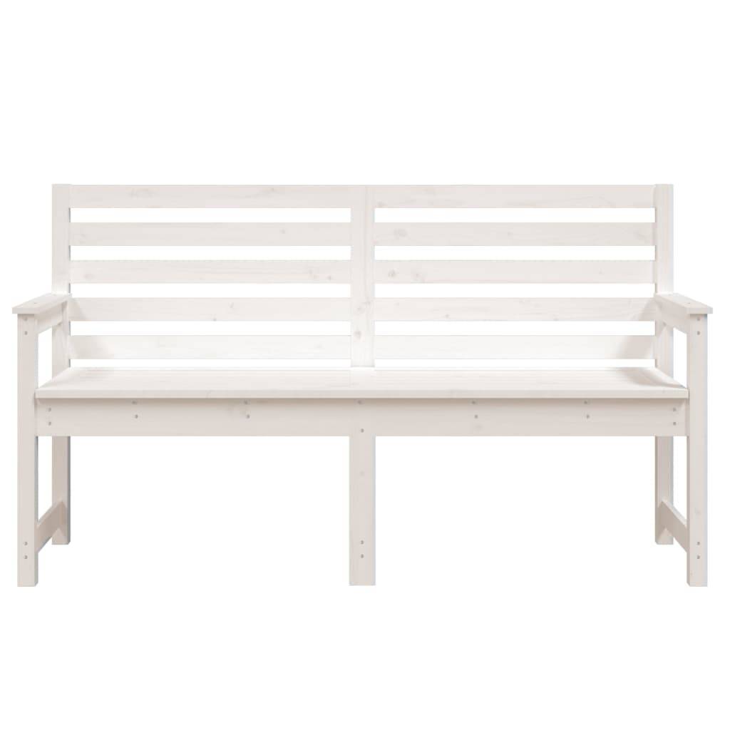 Helloshop26 - Banc de jardin meuble de patio d'extérieur terrasse blanc 159,5 x 48 x 91,5 cm bois massif de pin - Image 2
