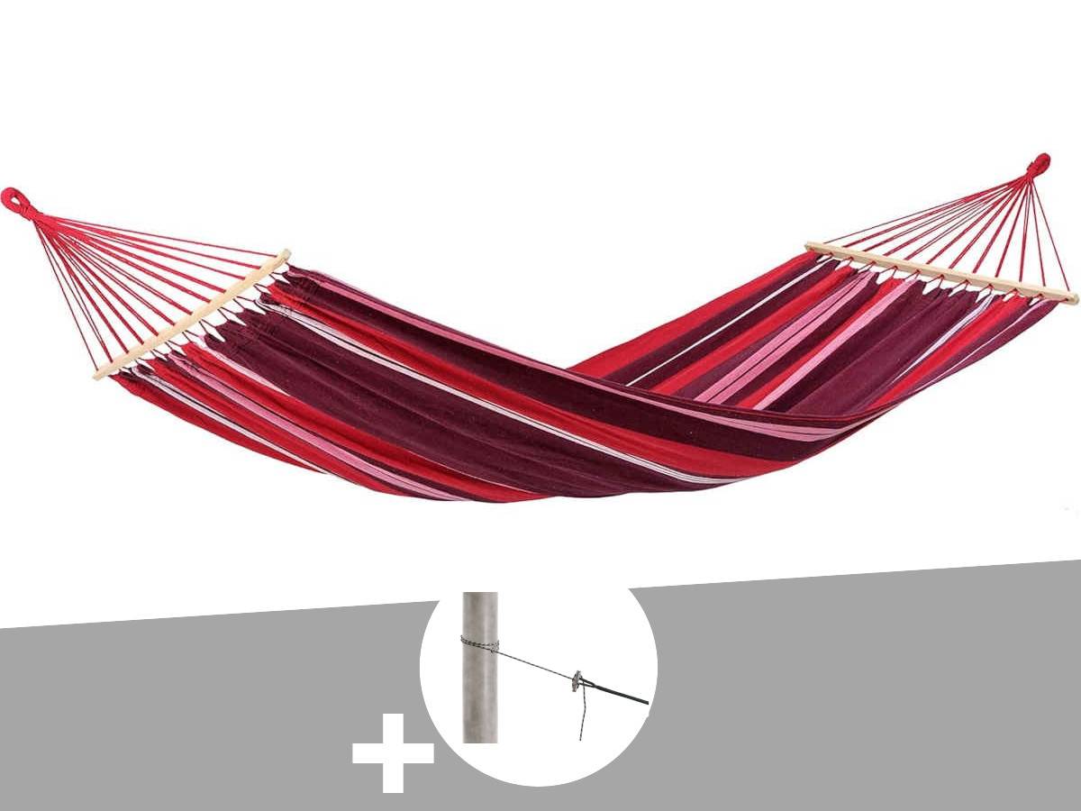 Amazonas - Hamac 1 place Samba violet en polycoton + Kit fixation Smartrope - Amazonas