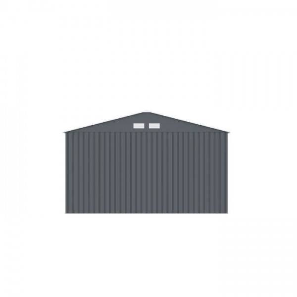 Sans Marque - Abri de jardin en métal 12,99 m² - 340 x 382 x 210 cm - NEPTUNE - Kit d'ancrage inclus, 2 portes coulissantes - Gris - Image 3
