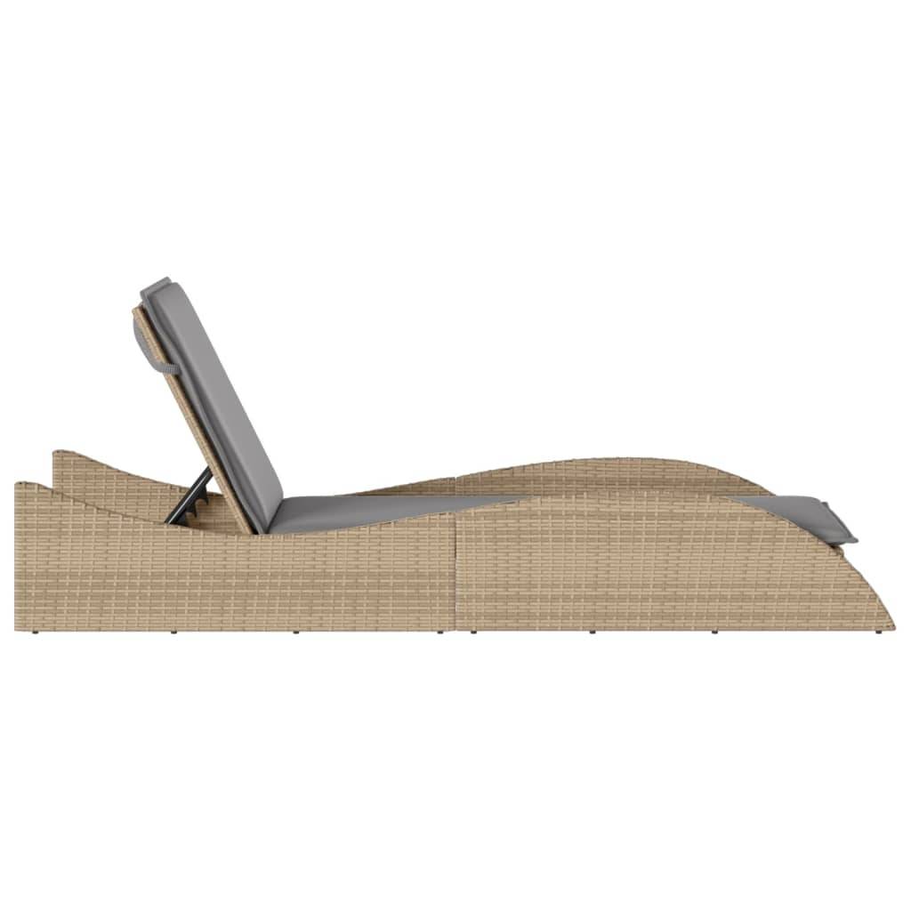 Maison Chic - Bain de soleil - Transat - Chaise longue avec coussin beige 60x205x73 cm résine tressée - MEUBLE PRO-JU6525 - Image 5
