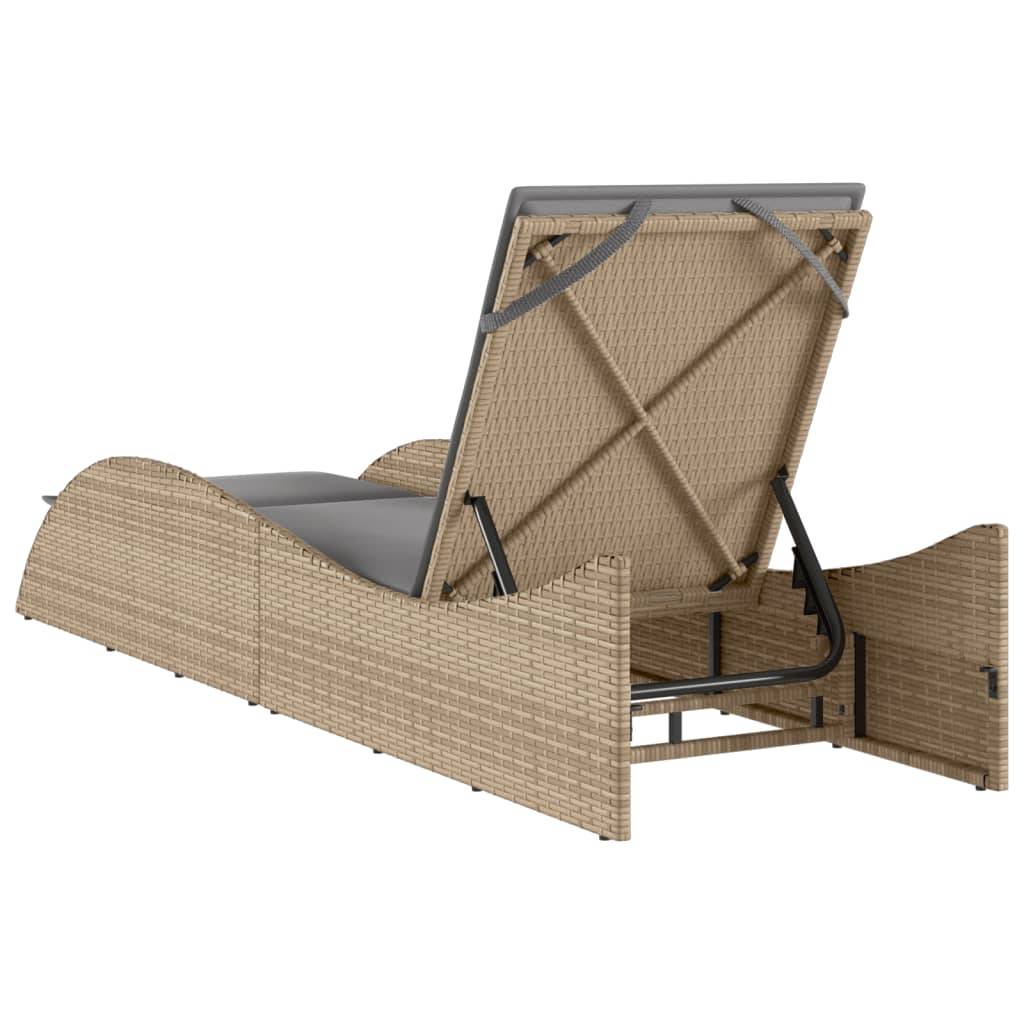 Maison Chic - Bain de soleil - Transat - Chaise longue avec coussin beige 60x205x73 cm résine tressée - MEUBLE PRO-JU6525 - Image 6