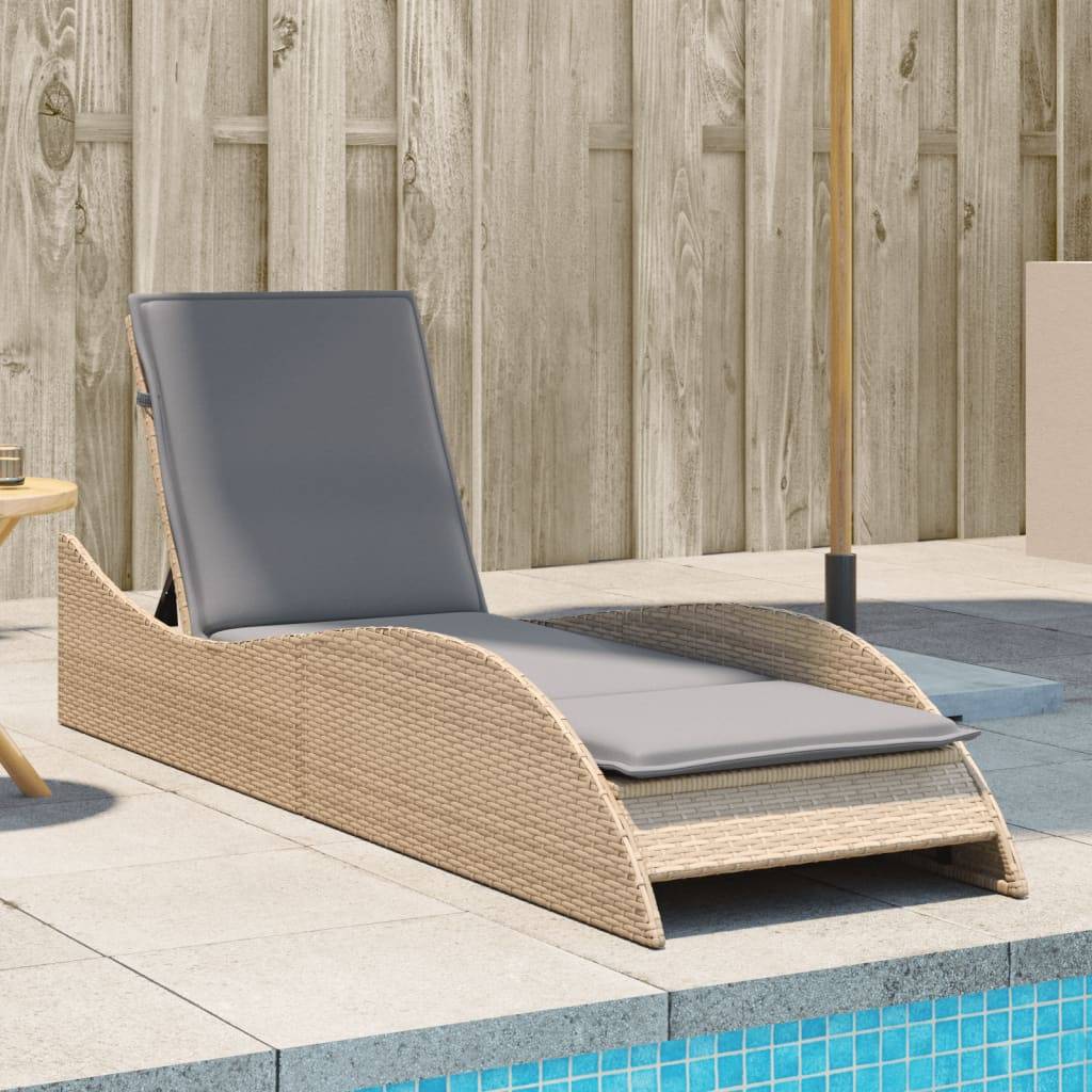 Maison Chic - Bain de soleil - Transat - Chaise longue avec coussin beige 60x205x73 cm résine tressée - MEUBLE PRO-JU6525 - Image 2