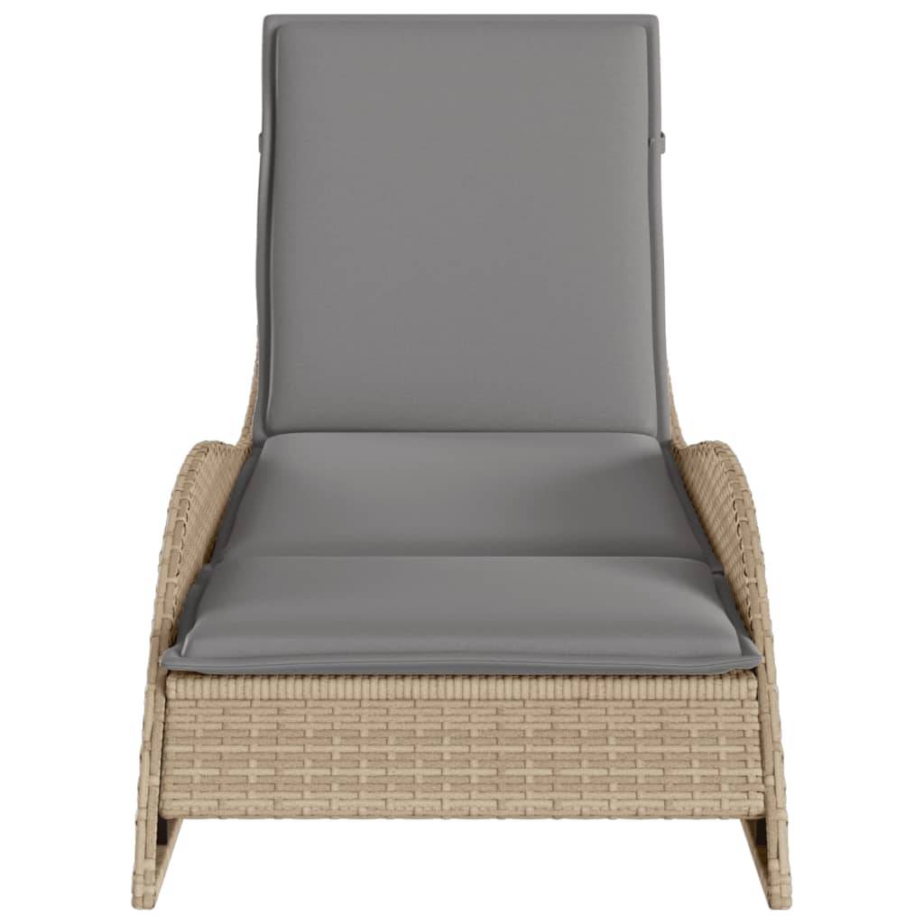 Maison Chic - Bain de soleil - Transat - Chaise longue avec coussin beige 60x205x73 cm résine tressée - MEUBLE PRO-JU6525 - Image 4