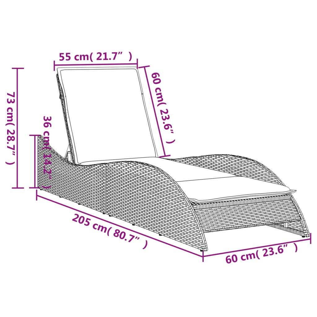 Maison Chic - Bain de soleil - Transat - Chaise longue avec coussin beige 60x205x73 cm résine tressée - MEUBLE PRO-JU6525 - Image 9