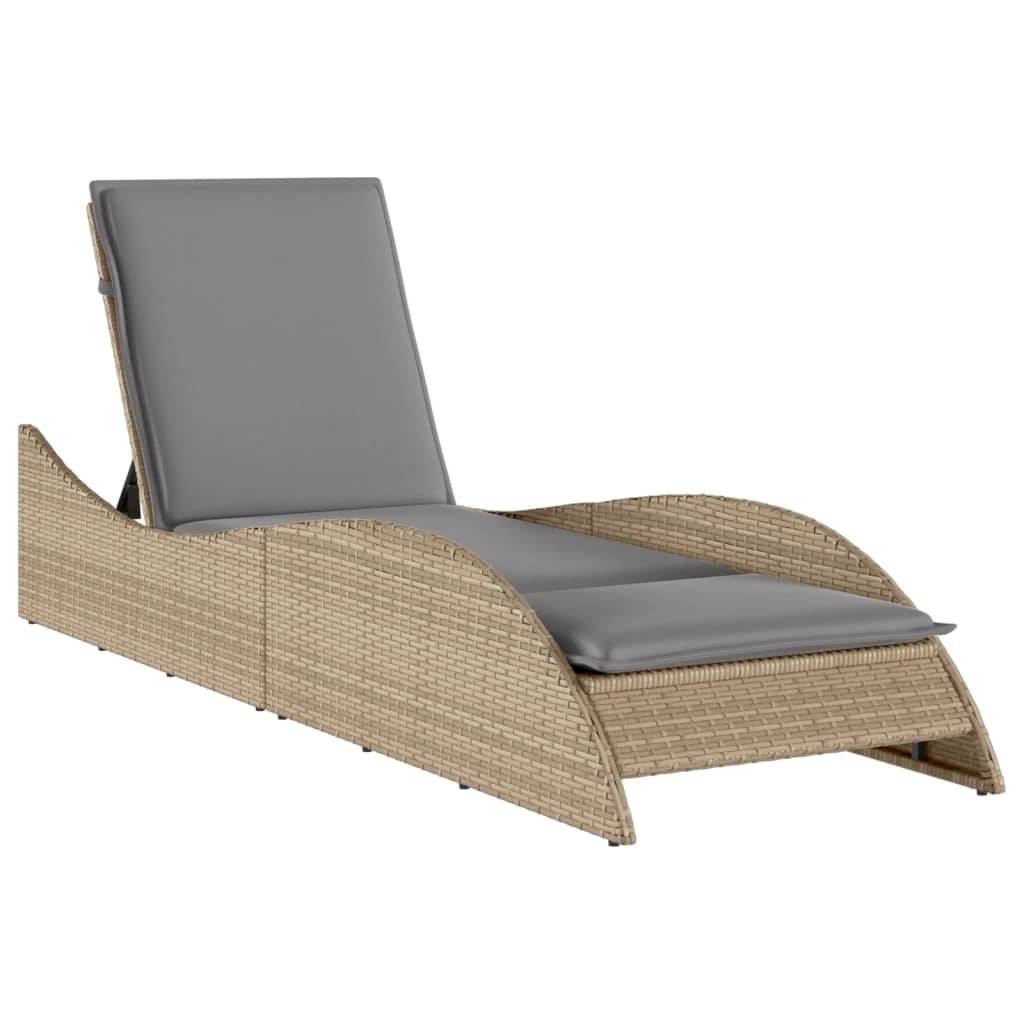 Maison Chic - Bain de soleil - Transat - Chaise longue avec coussin beige 60x205x73 cm résine tressée - MEUBLE PRO-JU6525 - Image 1