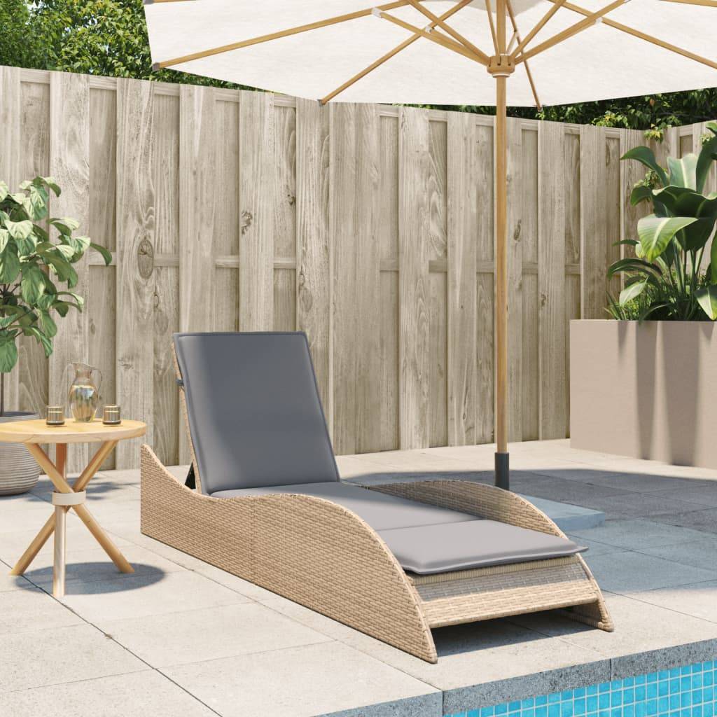 Maison Chic - Bain de soleil - Transat - Chaise longue avec coussin beige 60x205x73 cm résine tressée - MEUBLE PRO-JU6525 - Image 3