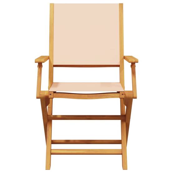 Lot de 6 Fauteuils de Jardin Pliants en Bois Massif et Tissu Confortable pour Patio Beige – ComfortXL Outdoor Living - Image 4