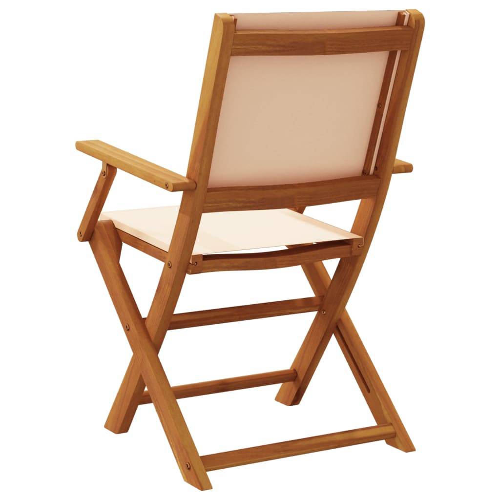 Lot de 6 Fauteuils de Jardin Pliants en Bois Massif et Tissu Confortable pour Patio Beige – ComfortXL Outdoor Living - Image 6