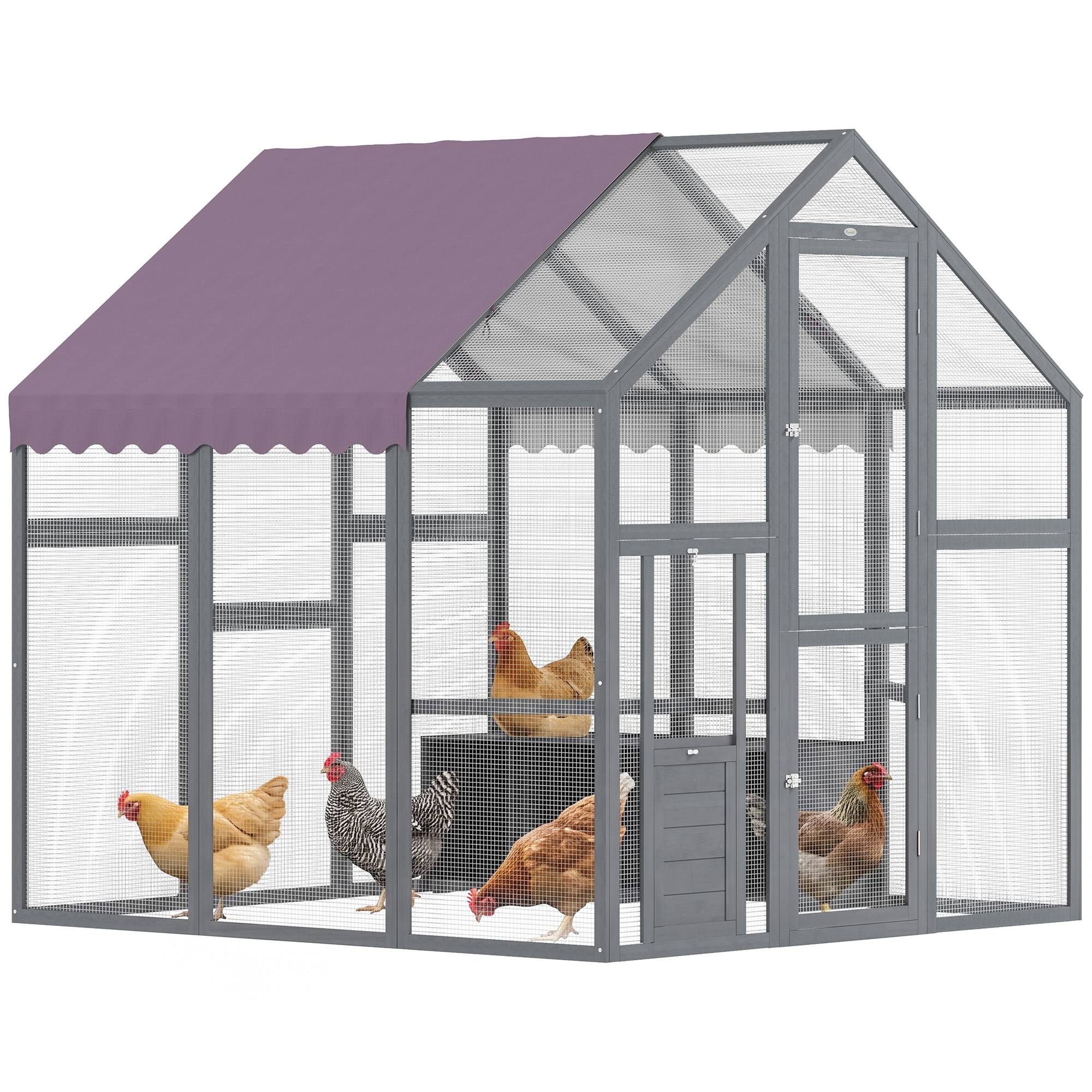 Sans Marque - Enclos extérieur poules poulailler toit étanche 2 pondoirs 2 perchoirs 6-8 poules 1,7x1,8x1,8 m - Image 1
