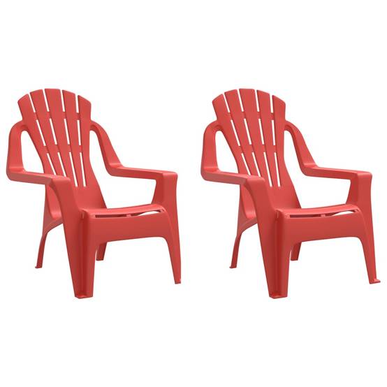 Lot de 2 Chaises de jardin pour enfants - Chaises d'extérieur - Fauteuils de jardin rouge 37x34x44 cm PP - Image 1
