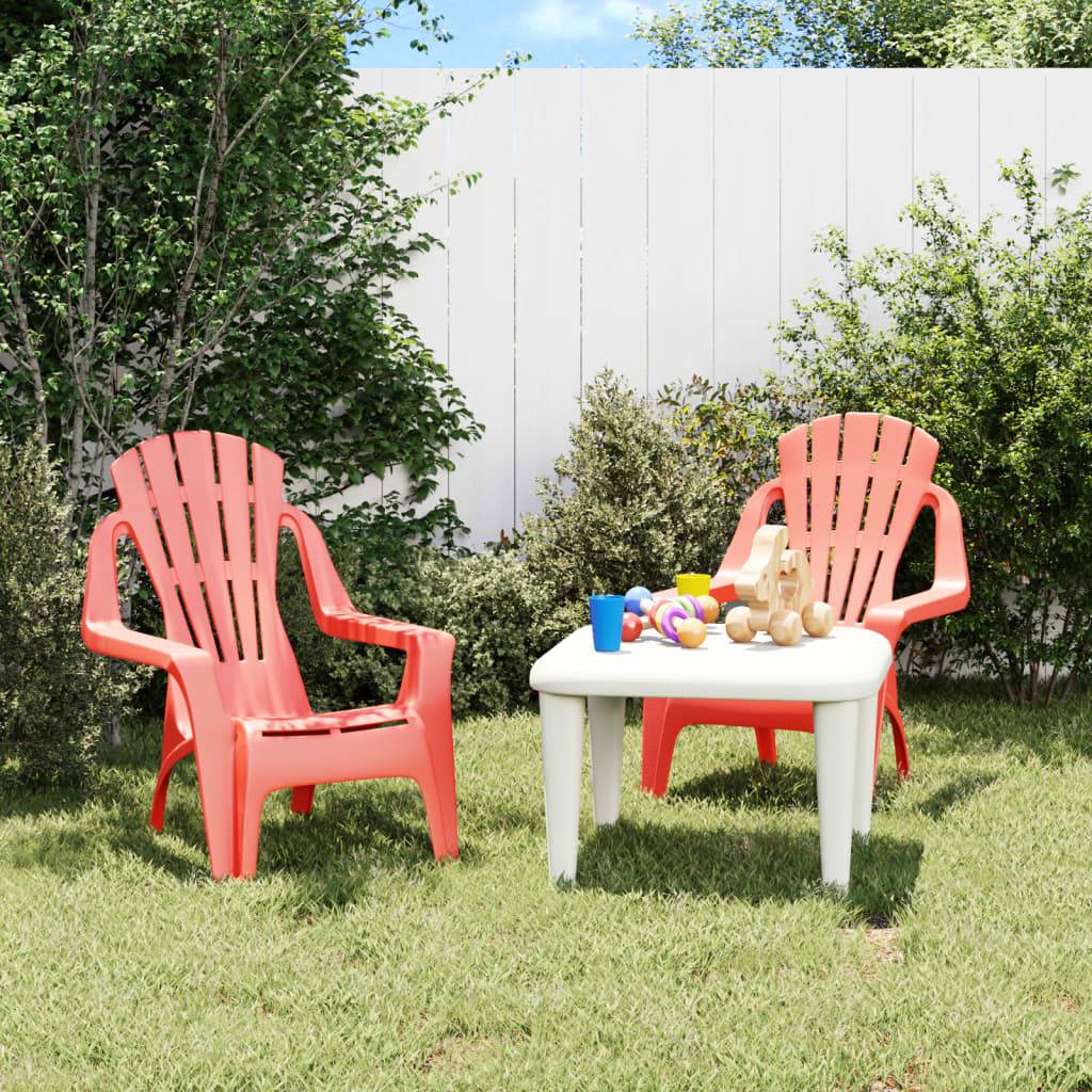 Lot de 2 Chaises de jardin pour enfants - Chaises d'extérieur - Fauteuils de jardin rouge 37x34x44 cm PP - Image 2
