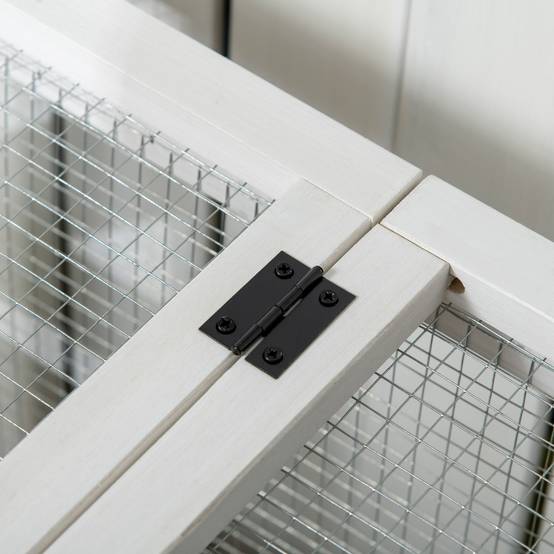 Clapier cage à lapins rongeurs sur roulettes 2 portes verrouillables - dim. 108L x 58l x 73,5H cm - bois massif - Image 10