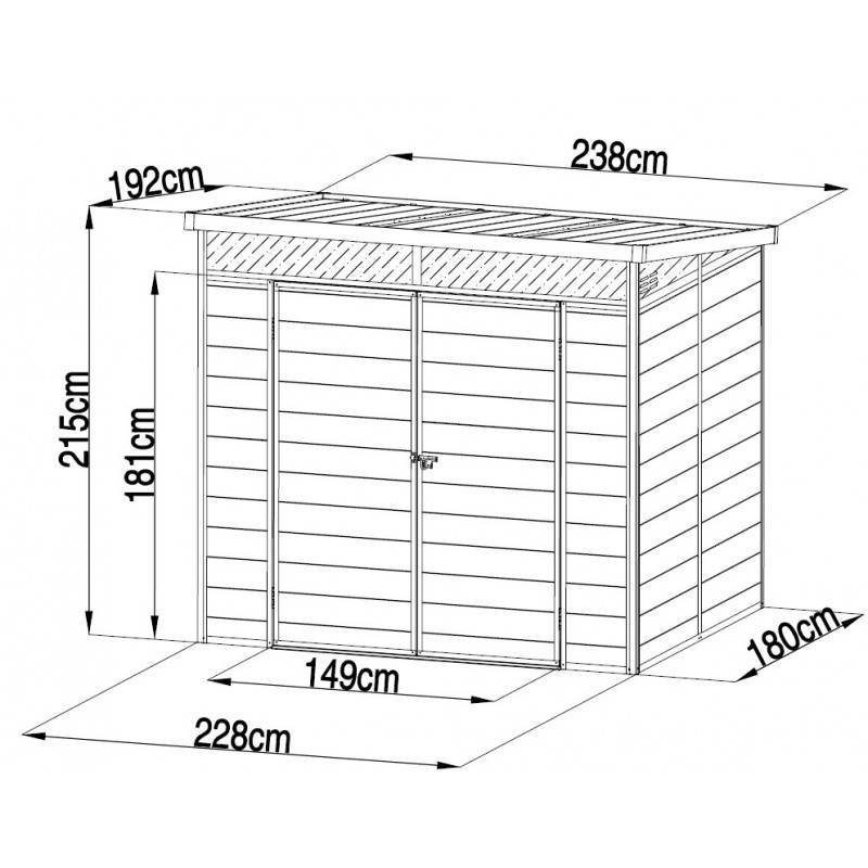 Abri de jardin résine anthracite 4,10m² toit plat skylight plancher inclus Jôbu - Image 4