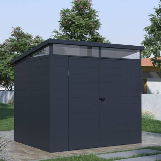 Abri de jardin résine anthracite 4,10m² toit plat skylight plancher inclus Jôbu - Image 2