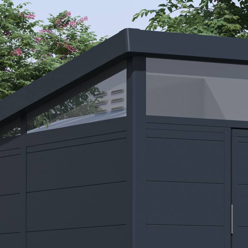 Abri de jardin résine anthracite 4,10m² toit plat skylight plancher inclus Jôbu - Image 5